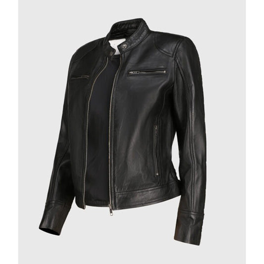 Women’s Black Biker Leather Jacket