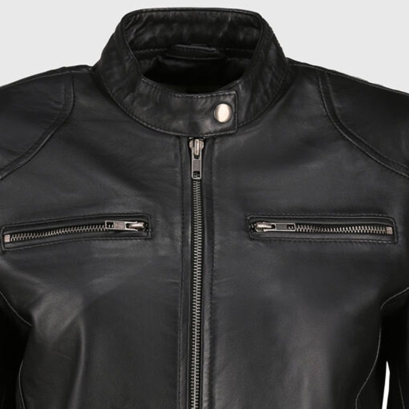 Women’s Black Biker Leather Jacket