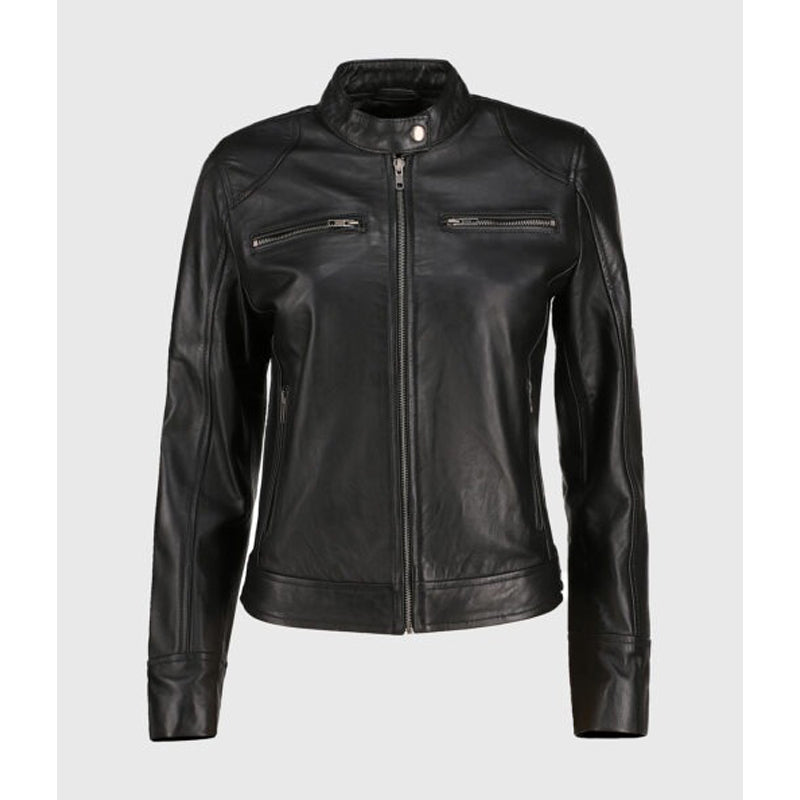 Women’s Black Biker Leather Jacket