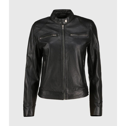 Women’s Black Biker Leather Jacket