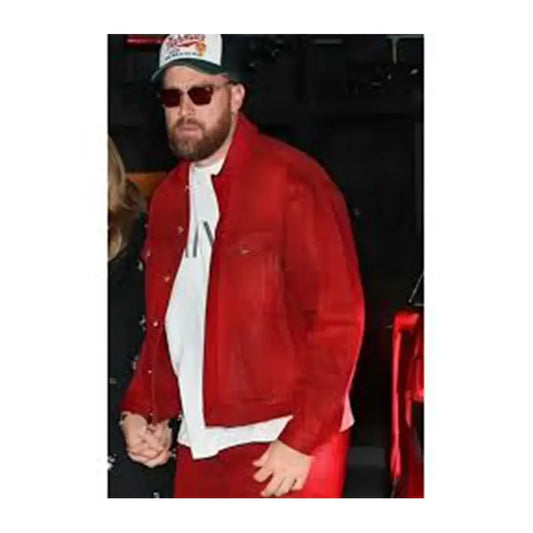 Travis Kelce NYC Date Red Jacket