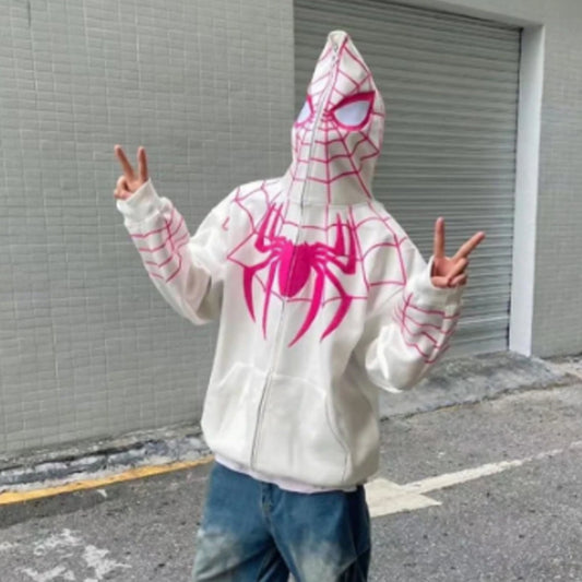 White Spiderman Edition Zipper Hoodie
