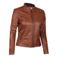 Womens Biker Brown Leather Jacket