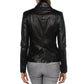 Women Black Real Leather Blazer