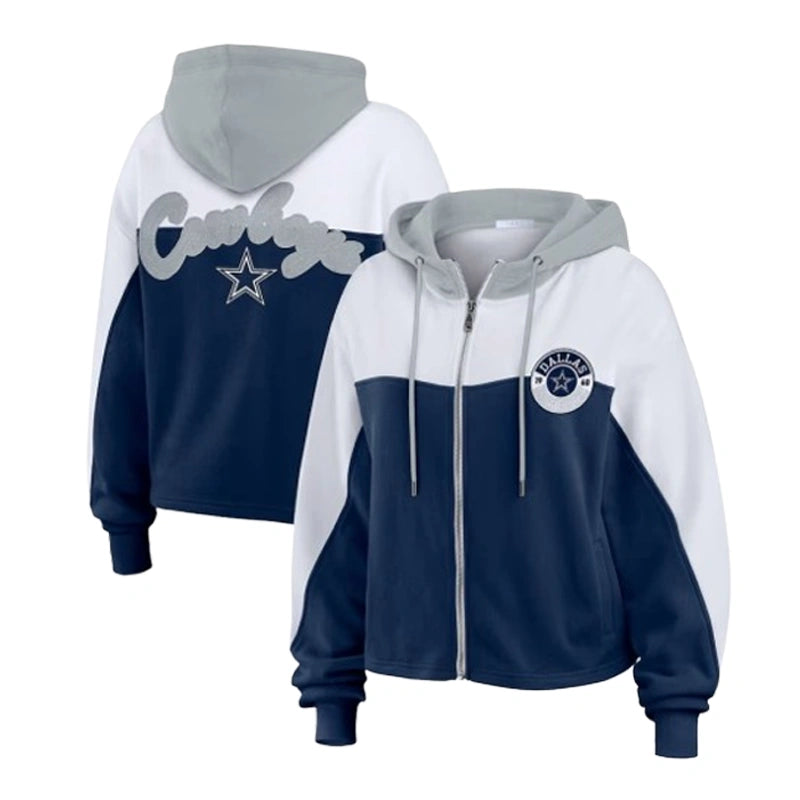 Women Erin Andrews Navy White Dallas Cowboys Hoodie
