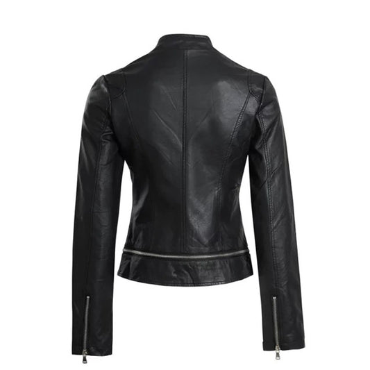 Womens Faux Leather Moto Jacket