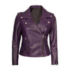 Women Purple Leather Moto Jacket