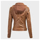 Women Removable Brown Hooded Jacket
