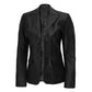 Women’s Two Button Black Leather Blazer Jacket