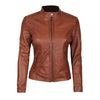 Womens Biker Brown Leather Jacket