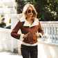 Womens Chestnut Aviator Shearling Jacket