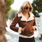 Womens Chestnut Aviator Shearling Jacket