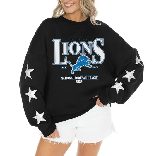 Women's Detroit Lions Gameday Couture Black Pullover Front