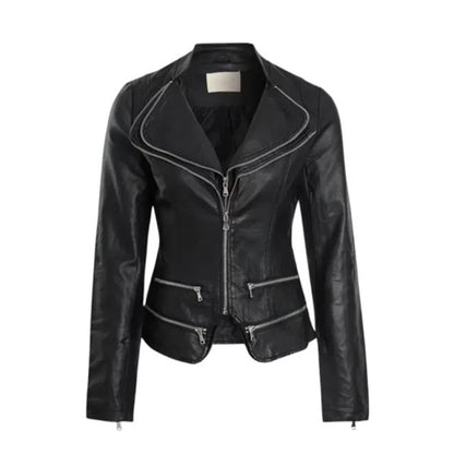Womens Faux Leather Moto Jacket