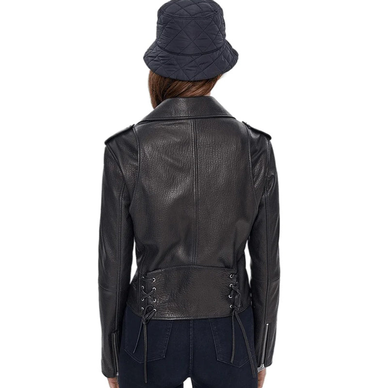 Women’s Real Black Leather Biker Jacket