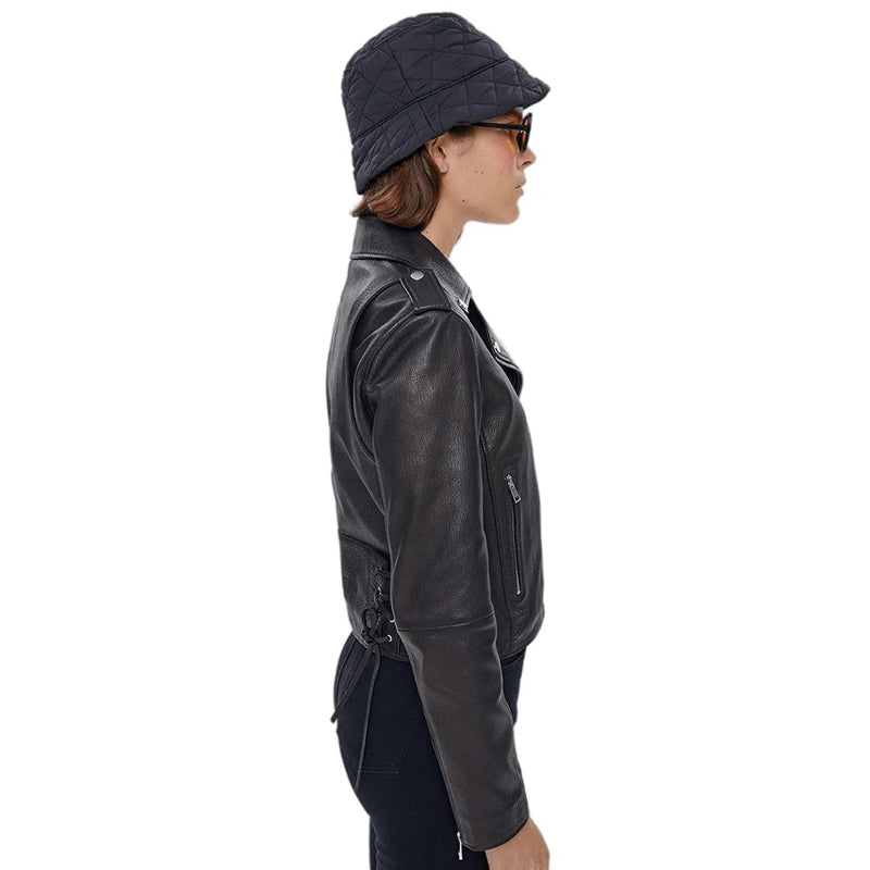 Women’s Real Black Leather Biker Jacket