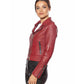 Women’s Real Claret Red Biker Jacket