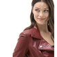 Women’s Real Dark Red Leather Biker Jacket