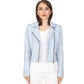 Women’s Real Ice Blue Leather Biker Jacket