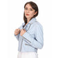 Women’s Real Ice Blue Leather Biker Jacket