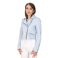 Women’s Real Ice Blue Leather Biker Jacket