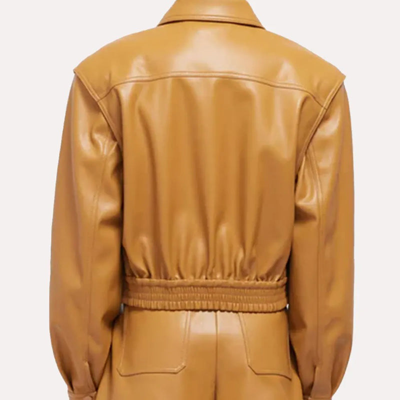 Women’s Tan Brown Bomber Leather Jacket