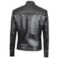 Women’s Black Quilted Leather Jacket With Snap Tab Collar