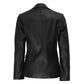Women’s Two Button Black Leather Blazer Jacket