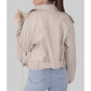Women’s Cream Biker Leather Jacket