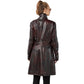 Women’s Real Claret Red Leather Trench Coat