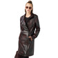 Women’s Real Claret Red Leather Trench Coat