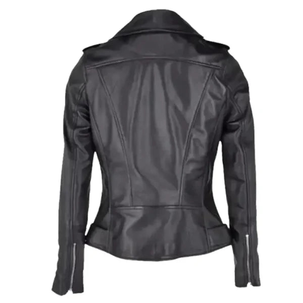 Womens Biker Black Leather Jacket