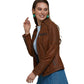 Women’s Real Brown Leather Moto Style Jacket