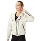 Women’s Real Beige Leather Sports Jacket
