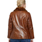 Women’s Real Brown Leather Fur Collar Jacket