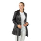 Women’s Real Black Leather Trench Short Coat