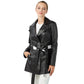 Women’s Real Black Leather Trench Short Coat