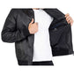 Men’s Black Leather Bomber Jacket