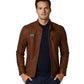 Men’s Real Brown Leather Moto Jacket