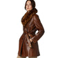 Women’s Real Brown Leather Long Trench Coat