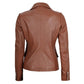Women’s Double Breasted Brown Leather Blazer Jacket