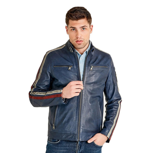 Men’s Real Blue Leather Jacket
