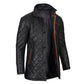 Glen Men Black Quilted Leather Car Coat