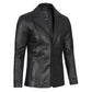 Men’s Two Button Black Leather Blazer