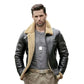 Mens Motorcycle Shearling Fur Leather Jacket Coat