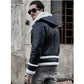 Mens Bomber Hooded Sheepskin Leather Jacket