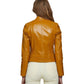 Women’s Real Windsor Tan Leather Biker Jacket