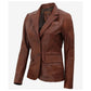 Womens Premium Two Button Brown Leather Blazer