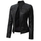 Women’s Black Cafe Racer Leather Jacket