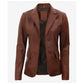 Womens Premium Two Button Brown Leather Blazer